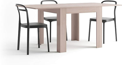 Mobili Fiver, Square extendable Dining Table, Eldorado, 35.4(70.9) x35.4 in, Pearled Elm, for 4-8 People, Expandable Dining Table for Kitchen, Italian Furniture