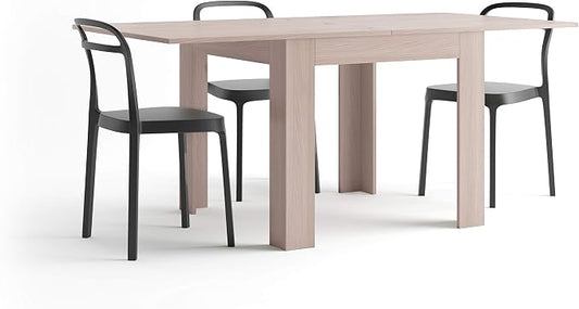 Mobili Fiver, Square extendable Dining Table, Eldorado, 35.4(70.9) x35.4 in, Pearled Elm, for 4-8 People, Expandable Dining Table for Kitchen, Italian Furniture