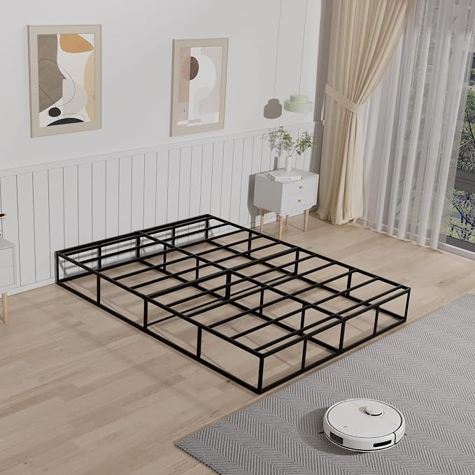 Tyndall 10 Inch Queen Size Box Spring, Heavy Duty Metal Box Spring for Queen Size Bed Mattress Foundation with Fabric Cover, Noise-Free, Non Slip, Easy Assembly