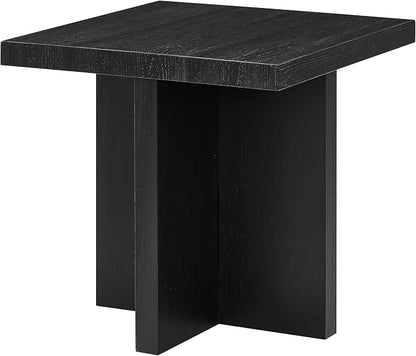 Roundhill Furniture Mchome Square End Table, Nightstand, Black Finish