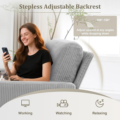 3 in 1 Folding Convertible Sleeper Sofa Bed Pull Out Couch with Side Pockets USB Port Side Table Single Sofa Bed with Adjustable Backrest for Living Room Bedroom 66" LIGHTGREY 1 SEAT