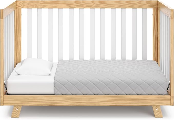 Storkcraft Beckett 3-in-1 Convertible Crib – GREENGUARD Gold Certified, Fits Standard Crib Mattress, Converts to Toddler Bed and Daybed, 4 Mattress Heights, Grow-with-Me Design (Natural and White)