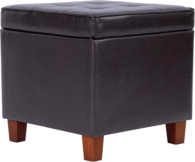 HomePop 18" Classic Square Storage Ottoman - Brown