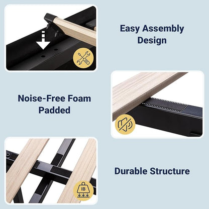 Allewie Full Size Velvet Lift Up Storage Bed Frame, Vertical Channel Tufted Headboard, Hydrualic Underneath Storage, Upholstered Platform Bed, Wooden Slats Support, No Box Spring Needed, Black