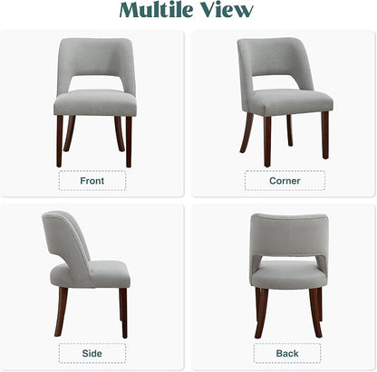 Dining Chairs Set of 6,Modern Dining Room Chairs with Thick Cushions,Upholstered Linen Fabric Kitchen Chairs for Kitchen Dining Room LIGHTGREY