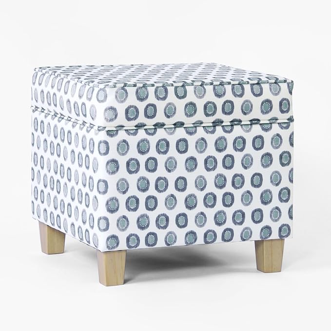 HomePop 18" Classic Square Storage Ottoman - Green Medallion Ikat Print