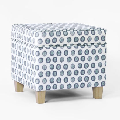 HomePop 18" Classic Square Storage Ottoman - Green Medallion Ikat Print