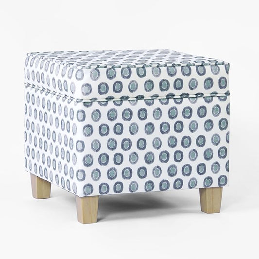 HomePop 18" Classic Square Storage Ottoman - Green Medallion Ikat Print
