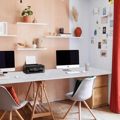 Kaboon Universal Tabletop 45"x20", Solid One-Piece Melamine Table Top, L-Desk Floating Desk DIY, Home and Office, White Rock