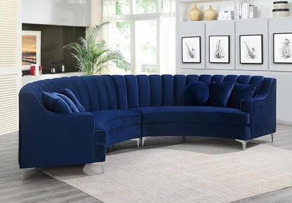 Legend Vansen Semicircle Modular Curved Velvet Sectional Sofa,141.34”Oversized Arc Sofa,Modern Cloud-Like Deep Seat Couch for Living Room Apartment Office Conference Space (1, Blue)