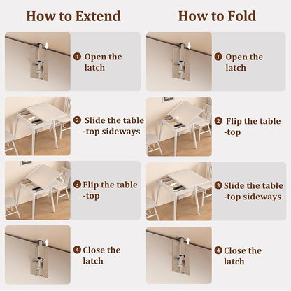 Solid Wood Small Dining Table for 2-6, 23.6"L-47.2"L Expandable Kitchen Table, Designed for Small Spaces, Easy Assembly, Suitable for Kitchen, Dining Room, Living Room, Apartment (White)