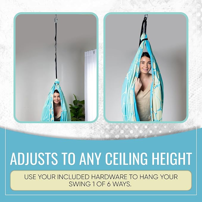 Indoor Sensory Swing for Kids or Outdoor – Holds 300lbs, Double-Layer, & 360° Swivel, Calming Compression Therapy Swing Hammock for Kids & Adults with All Hardware – Sensory-Motor Toys & Gifts