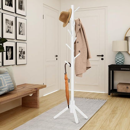 WANGMUXIA 2 PCS Coat Rack, Freestanding Coat Rack with 8 Hooks and 3 Adjustable Size Tree Coat Racks for Bedroom, Hallway, Entrance, Office, for Hats, Coats, Scarves, Handbags
