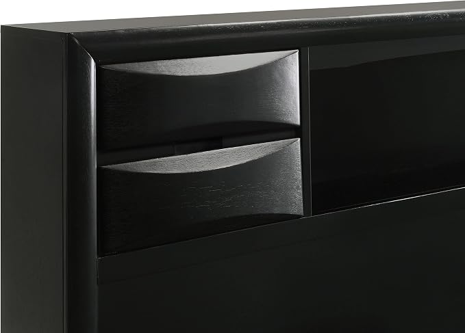 Coaster Home Furnishings Briana Transitional 5-Piece Bedroom Set Eastern King Size Storage Bookcase Bed Frame 56-inch Headboard Black 202701KE-S5