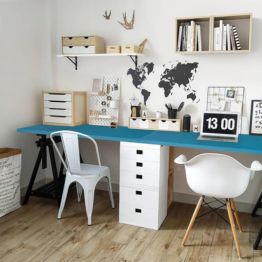 Kaboon Universal Table Top 45.67"x23.62", Solid One-Piece Desktop, Reversible Melamine Countertop, Double Desks, L-Desk DIY, Cyan