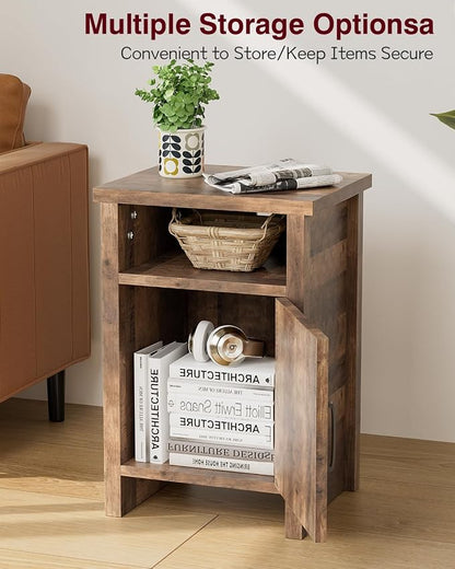 YESHOMY Farmhouse Modern Nightstand with Shelf and Barn Door, Set of 1 for Bedroom, Brown
