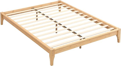 Merax King Size Bamboo Platform Bed, Mid-Century Modern Bed Frame with Wood Slat Support, No Box Spring Needed, Easy Tool-Free Assembly, Natural