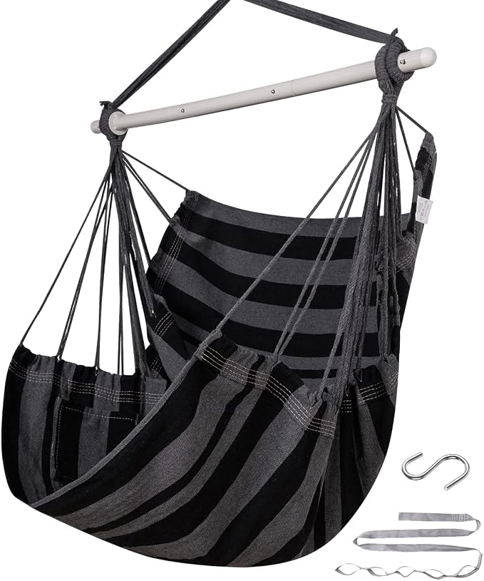 ADVOKAIR Hammock Chair Swing, Heavy-Duty Hanging Rope Swing Seat Supports 500 Lbs, Ideal for Outdoor Patio, Backyard, Porch, Deck & Indoor Bedroom Use