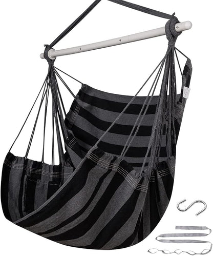 ADVOKAIR Hammock Chair Swing, Heavy-Duty Hanging Rope Swing Seat Supports 500 Lbs, Ideal for Outdoor Patio, Backyard, Porch, Deck & Indoor Bedroom Use
