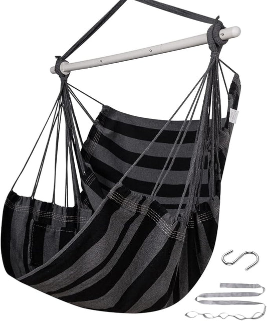 ADVOKAIR Hammock Chair Swing, Heavy-Duty Hanging Rope Swing Seat Supports 500 Lbs, Ideal for Outdoor Patio, Backyard, Porch, Deck & Indoor Bedroom Use