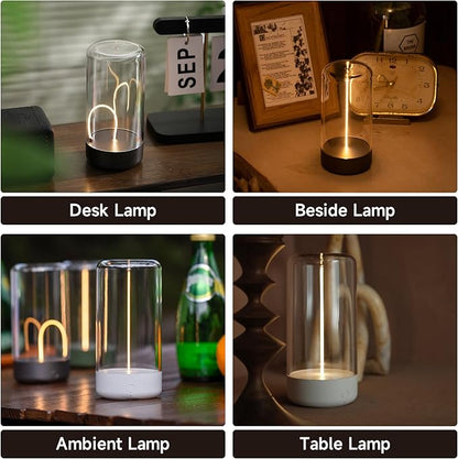 AUGE LIGHT Mini Minimalist Table Lamp Cordless Lamp Rechargeable Table Lamp Portable Nightstand Lamps Desk Lamps for Home Office Mood Lighting for Desk Decor Beside 2 Packs (Gray+White)