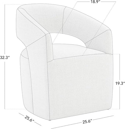 KISLOT Upholstered Dining Chairs with Casters Modern Barrel Armchair with Rollers for Diningroom Bedroom Livingroom Reading Room,Milk