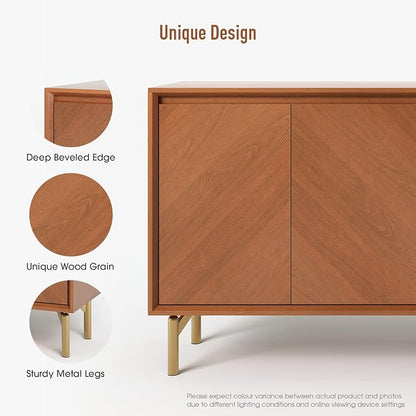 JOINICE 59" Sideboard Buffet Cabinet with Storage for Dining Room,Walnut | Adjustable Shelf,Versatile Credenza for Dining Room,Metal Legs, Living, Kitchen Coffee Bar and Entryway Console
