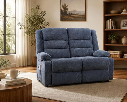 52Inch Reclining Loveseat Sofa,Power Loveseat Recliner,Electric Love seat Recliner Sofa for Bedroom,Living Room with Charging Ports,Blue