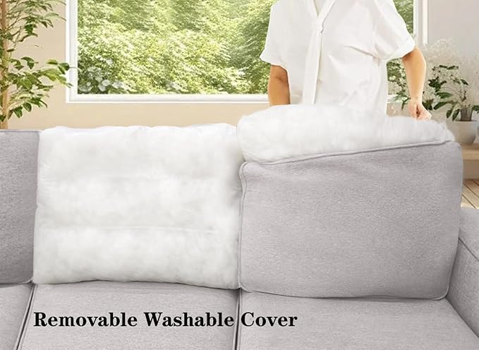 Legend Vansen Oversized Modular Sectional Sofa,U/L‑Shaped Reversible Couch with Ottoman,Deep Seat Plush Polyester Sofa for Living Room,6‑Seater,Light Grey