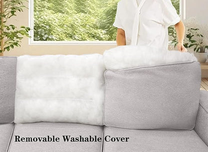 Legend Vansen Oversized Modular Sectional Sofa,U/L‑Shaped Reversible Couch with Ottoman,Deep Seat Plush Polyester Sofa for Living Room,9‑Seater,Light Grey