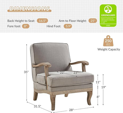 HULALA HOME Mid-Century Modern Accent Chairs Set of 2, Upholstered Lounge Arm Chair with Solid Wood Legs and Armrest, Removable Cushion Comfy Reading Armchair for Living Room, Bedroom, Balcony, Grey