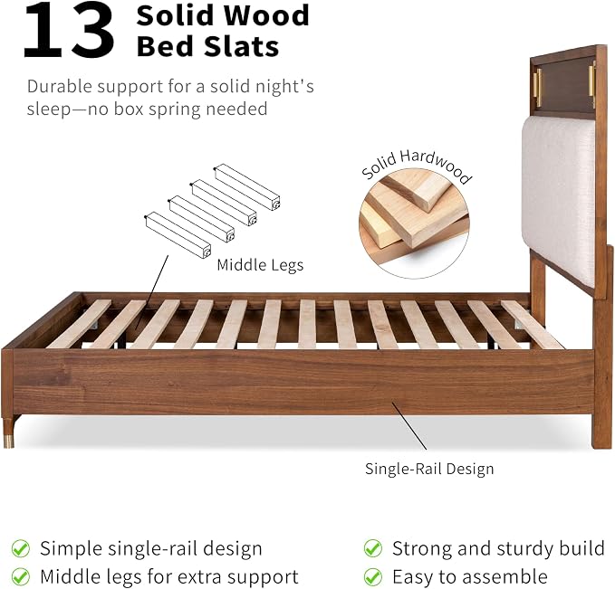 Furniture of America Forma Modern Solid Wood 4-Piece Bedroom Set with Storage Bed with LED Lights, Ball-Bearing Glide on Nightstand and Dresser with Mirror, No Box Spring Needed, King, Walnut