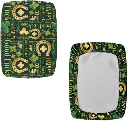 Green Leaf Bar Stool Covers Rectangle St Patricks Day Vanity Chair Cover Holiday Removable Washable Irish Party Protector Covers for Bar Stool Seats 2 Pack Gold Coins