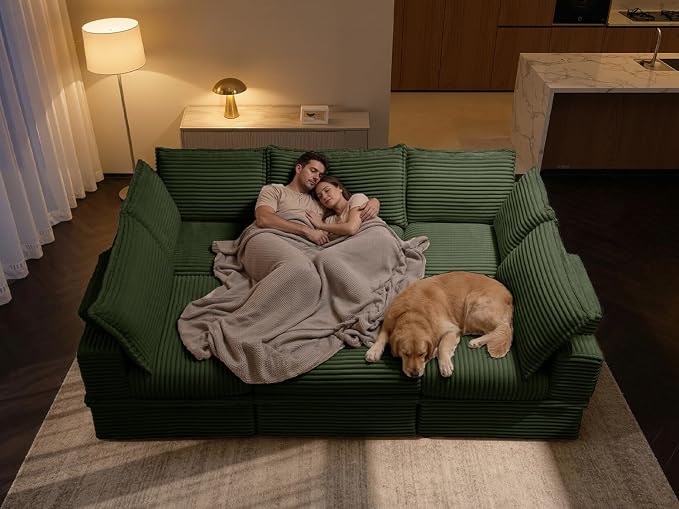Upgrade Boneless Couch with Storage, Extra Deep&High Seat Modular Sectional Sofa 5 Seater U Shaped Couch with Ottoman, Tool-Free Assembly Sectional Couches for Living Room
