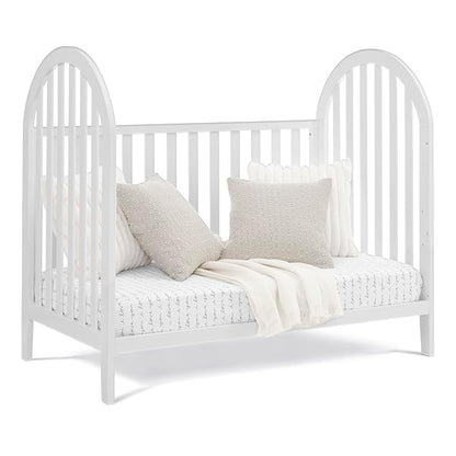 Delta Children Milano 4-in-1 Convertible Crib - Greenguard Gold Certified, Bianca White