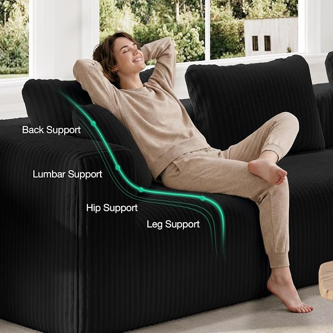 Novilla 141" Modular Sectional Sofa, Modern Cloud Sectional Couch with Smarts Coil® Support, U-Shape Upholstered Boneless Couch for Living Room Apartments Bedroom, No Assembly Required (6 Seat)