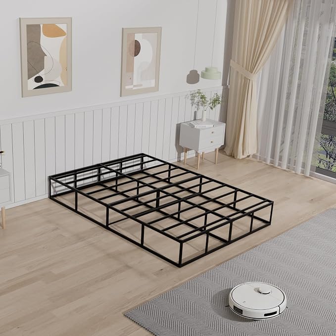 Tyndall 10 Inch Full Size Box Spring, Heavy Duty Metal Box Spring for Full Bed Mattress Foundation with Fabric Cover, Noise-Free, Non Slip, Easy Assembly
