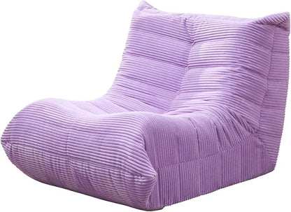 Hobestluk Medium Bean Bag Chair Faux Fur Fabric BeanBag Couch for Playroom | Purple Corduroy,Ergonomic Design,Memory Foam,Strong Supportive,No Assembly Required,DecorativeStyle for Living Room Bedroom