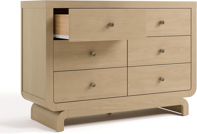 Storkcraft Santorini 6 Drawer Double Dresser (Driftwood) - GREENGUARD Gold Certified, Interlocking Drawer System, Dresser Drawer Organizer for Kids Bedroom
