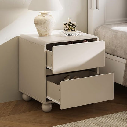 MAISONARIA Mid-Century 3-Piece Dresser Bedroom Set, 6 Drawer Dresser & 2 Drawer Nightstands with Curved Profile Design & Handle Free, Wood Chest of Drawers for Bedroom, Living Room, Hallway, Beige