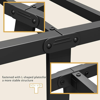Vengarus King Metal Bed Frame with Victorian Headboard & Footboard, Black | 14" King Metal Platform Frame, Heavy Duty Steel Slat Support, Noise Free, No Box Spring Needed, Easy Disassembly & Transport