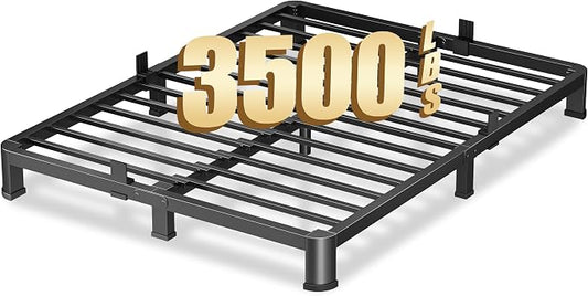 VIPSHOW 4 Inch Queen Heavy Duty 3500 lbs Bed Frame with Round-Corner Legs & Anti-Squeak Design – Quick Assembly Metal Platform, No Box Spring Needed