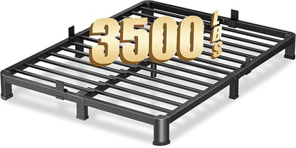 VIPSHOW 4 Inch Full Heavy Duty 3500 lbs Bed Frame with Round-Corner Legs & Anti-Squeak Design – Quick Assembly Metal Platform, No Box Spring Needed