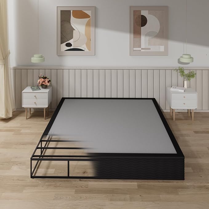 Tyndall 10 Inch King Box Spring, Heavy Duty Metal Box Spring for King Size Bed Mattress Foundation with Fabric Cover, Noise-Free, Non Slip, Easy Assembly