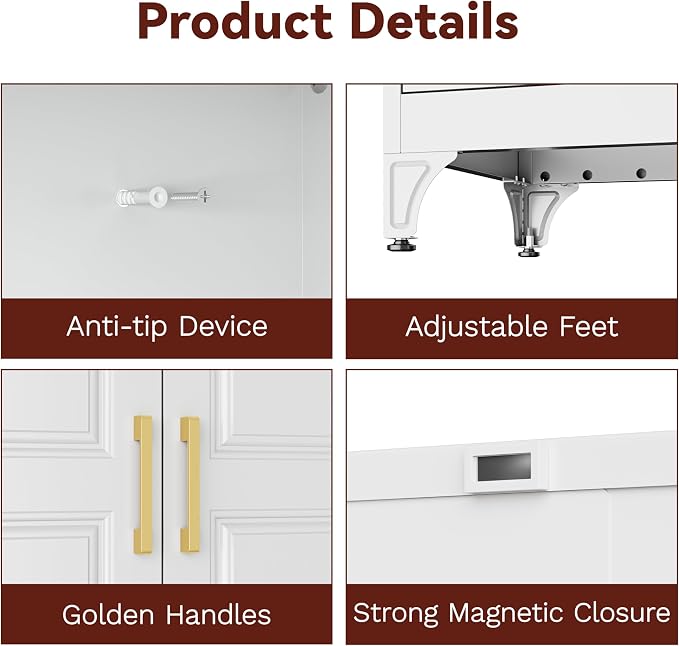 Metal Armoire Wardrobe Closet with Hanging Rod, 71" Tall Wardrobe Cabinet with Doors and 3 Drawers, Clothing Storage Cabinets for Bedroom
