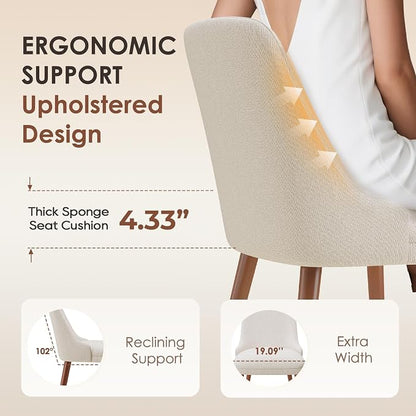 MALOL Upholstered Dining Chairs Set of 6, High-Back Dining Room Chair with Wood Legs, Padded Kitchen Chairs for Dining Room/Restaurant/Cafe, Beige