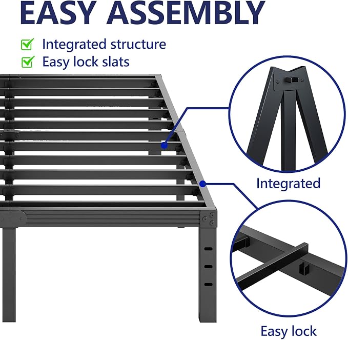 Furnitui 18 Inch High Metal Full Size Bed Frame, Platform Bed Frame Full Size No Box Spring Needed, Easy Assembly, Noise Free, Sturdy, Black