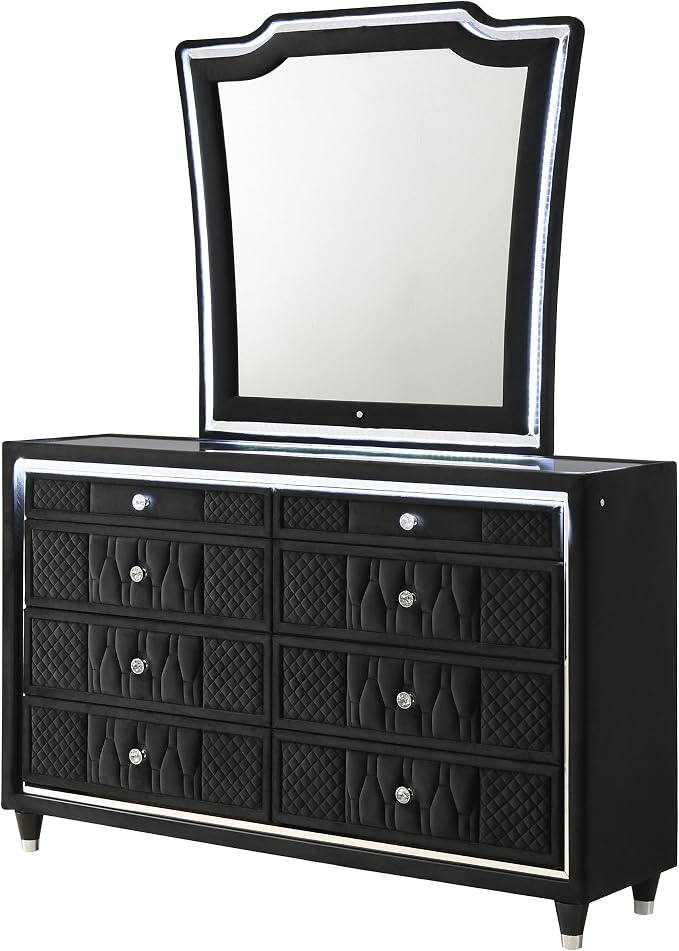 Coaster Home Furnishings Lorient 8-Drawer LED Dresser with Mirror Black 223163M