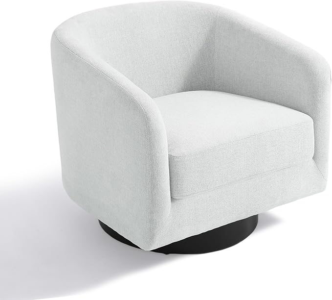 Swivel Accent Chair, Chenille Barrel Chairs Upholstered Armchair for Living Room, Modern Round Arm Chair Small Single Sofa Bedroom Reading Seat - Beige