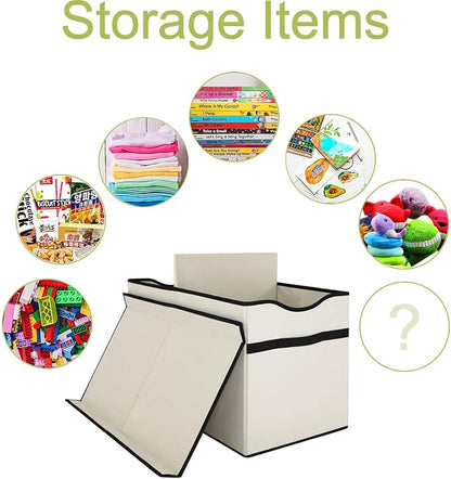 YOLOXO Toy Box Chest, Collapsible Sturdy Storage Bins with Lids, Extra Large Kids Toy Storage Organizer Boxes Bins Baskets for Kids, Boys, Girls, Nursery Room, Playroom, Closet (New Beige)